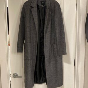 Grey duster coat wool lined size medium fits true to size
